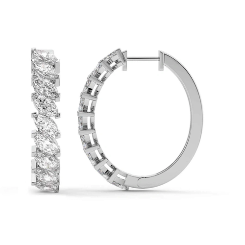 April Marquise Lab Diamond Hoop Earrings