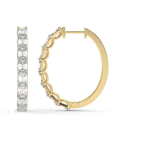 Ashlyn Emerald Lab Diamond Hoop Earrings