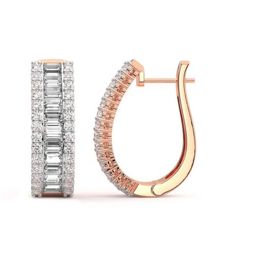 Cassian Baguette Round Lab Diamond Hoop Earrings